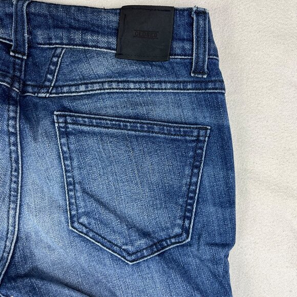 Candiani Closed Blue Jeans Size 26 Raw Hem Denim Dark Wash Distressed Threads - Picture 9 of 16